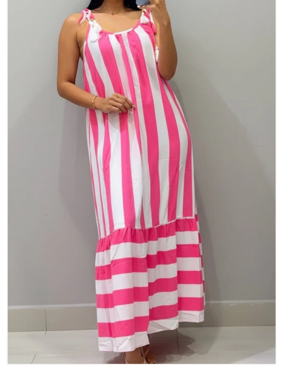 Maxi Dress - Pink & White